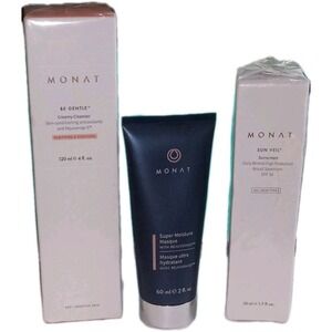 MONAT 3 pcs Bundle Be Gentle Cleanser * Sun Veil * Moisture Mask NEW Grt Gifts